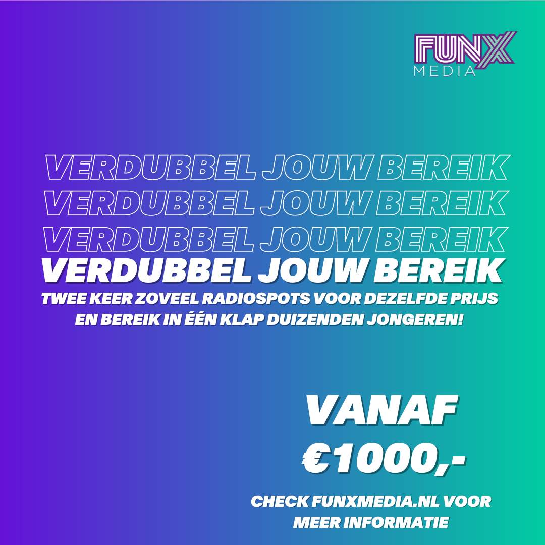 Twee keer zoveel radiospots bij FunX voor dezelfde prijs
